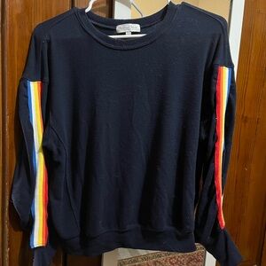 Spiritual Gangster Navy Rainbow Stripe Sweatshirt